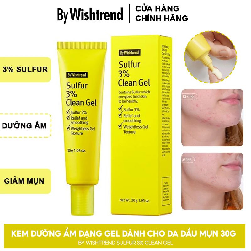 Kem trị mụn Hàn Quốc By Wishtrend Sulfur 3% Clean Gel