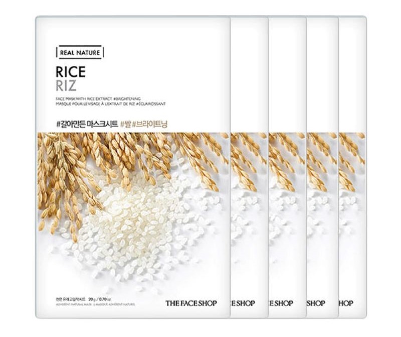 5. Mặt nạ cấp ẩm cho da khô gạo Hàn Quốc Real Nature Rice.