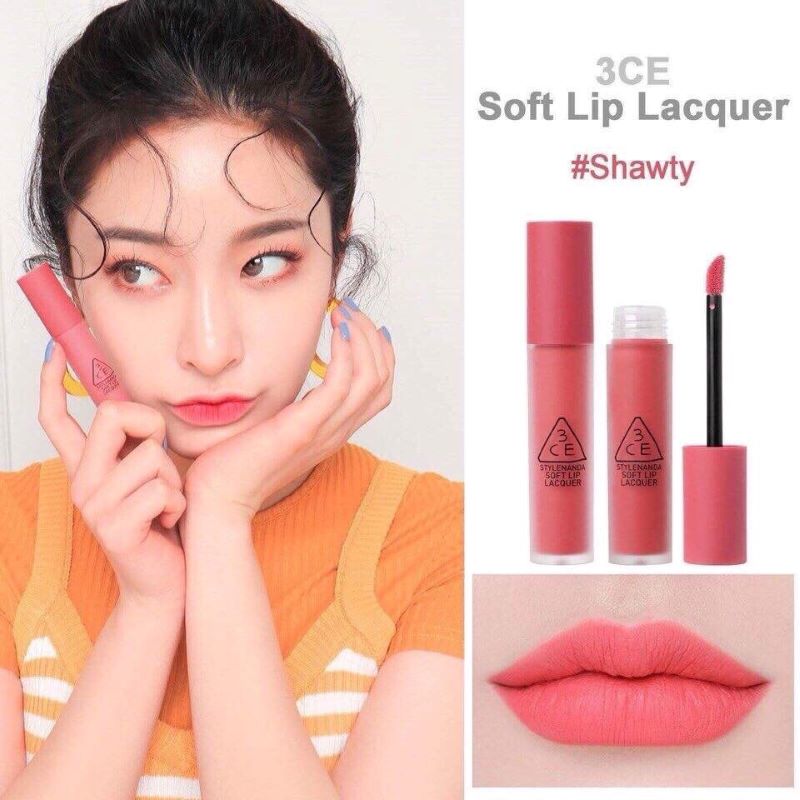 Son màu hồng san hô 3CE Velvet Soft Lip Lacquer