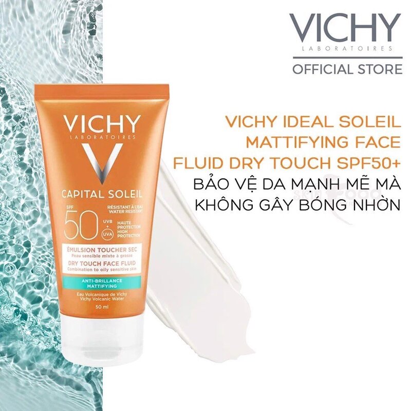 Kem chống nắng cho da dầu mụn Vichy Ideal Soleil Mattifying Face Fluid Dry Touch 