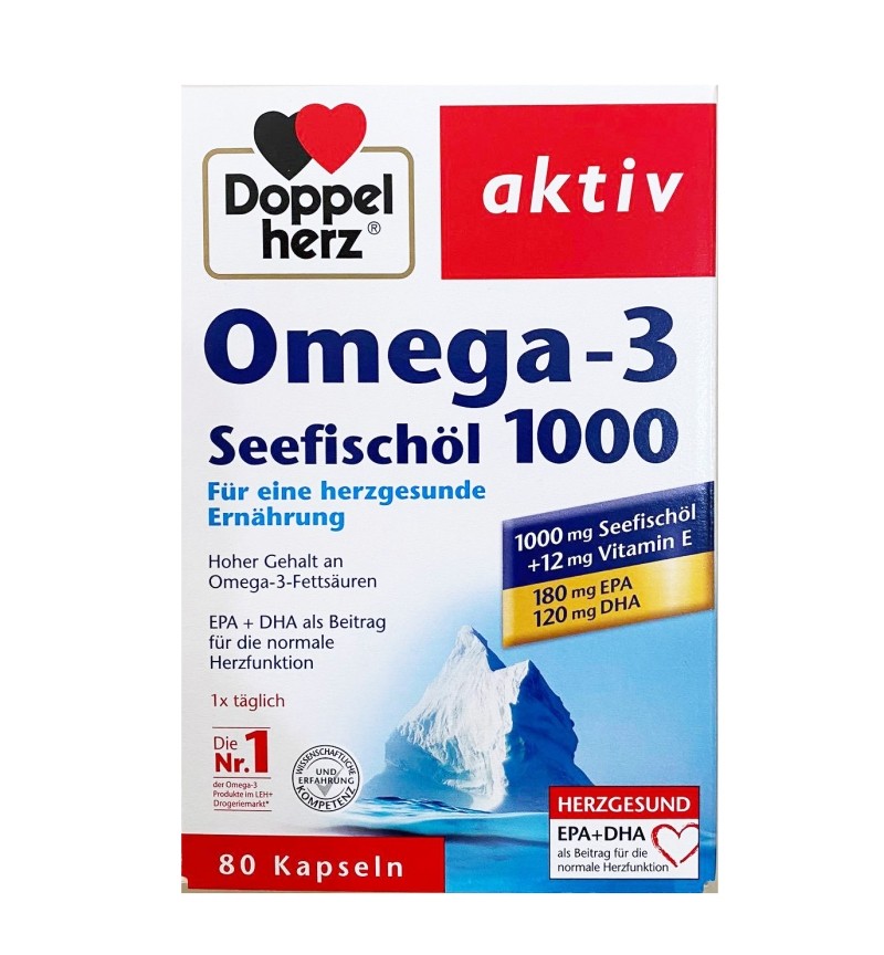 Dầu cá Omega 3 Doppelherz Seefischol 1000mg + Vitamin E 80 viên của Đức