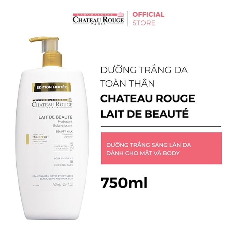 Sữa Dưỡng Chateau Rouge Lait De Beauté Hydratant Làm Sáng Da Cho Mặt, Cơ Thể 750ml