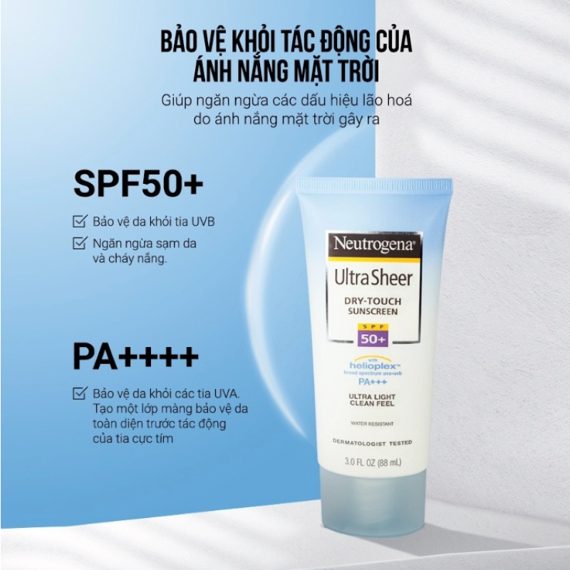 Kem chống nắng Neutrogena Ultra Sheer Dry Touch được các chuyên gia khuyên dùng
