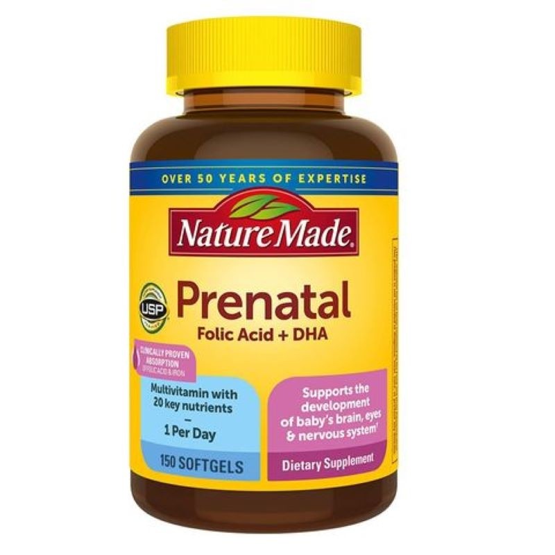 Viên uống Nature Made Prenatal Folic Acid + DHA - Vitamin tổng hợp cho bà bầu