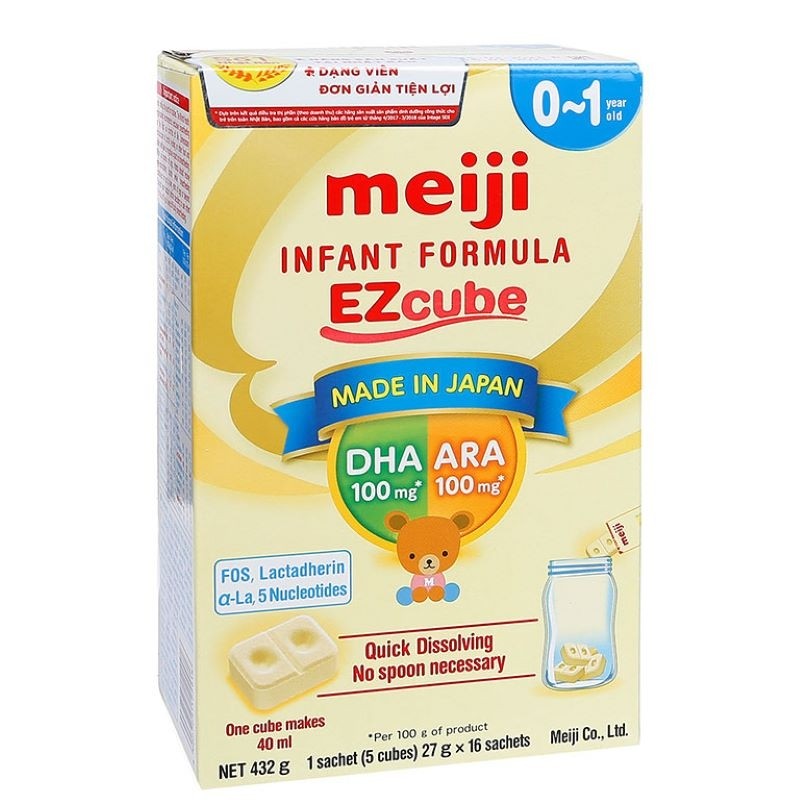 Sữa Meiji Infant Formula EZcube Nhật Bản cho bé 0-1 tuổi của Nhật Bản