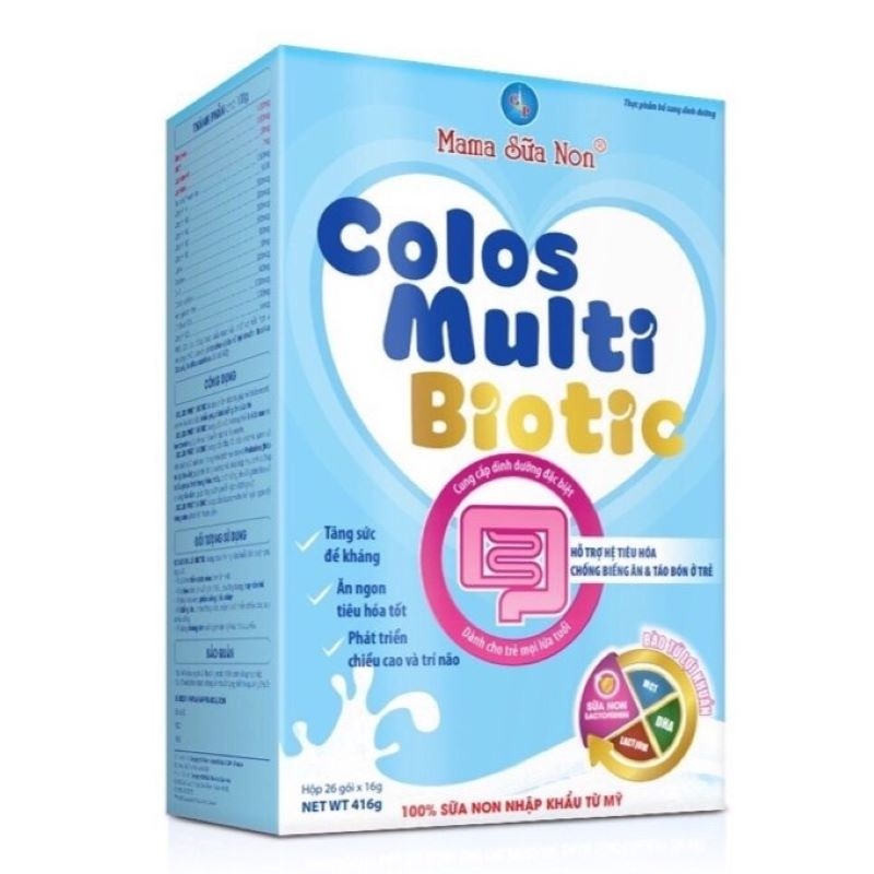 Sữa non Colosmulti Biotic hộp 26 gói cho trẻ táo bón và tiêu hóa kém