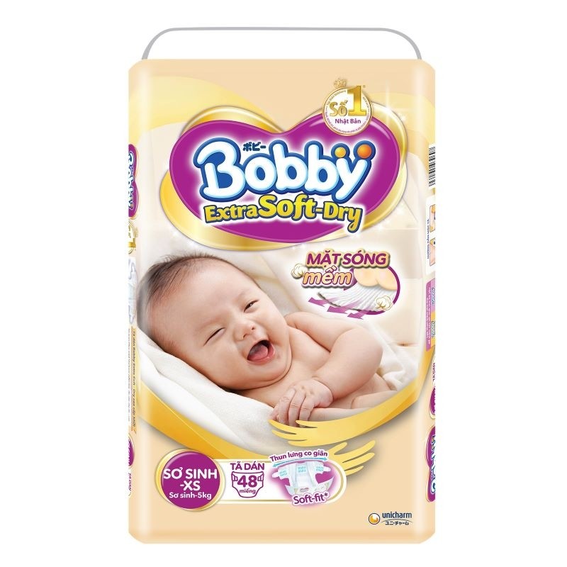 Tã Dán Bobby Extra Soft Dry size XS 48 miếng (Cho Bé Dưới 5kg)