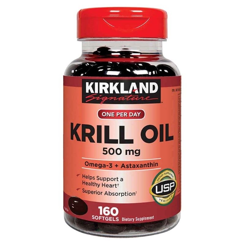 Viên uống dầu tôm Kirkland Signature Krill Oil 500mg hộp 160 viên