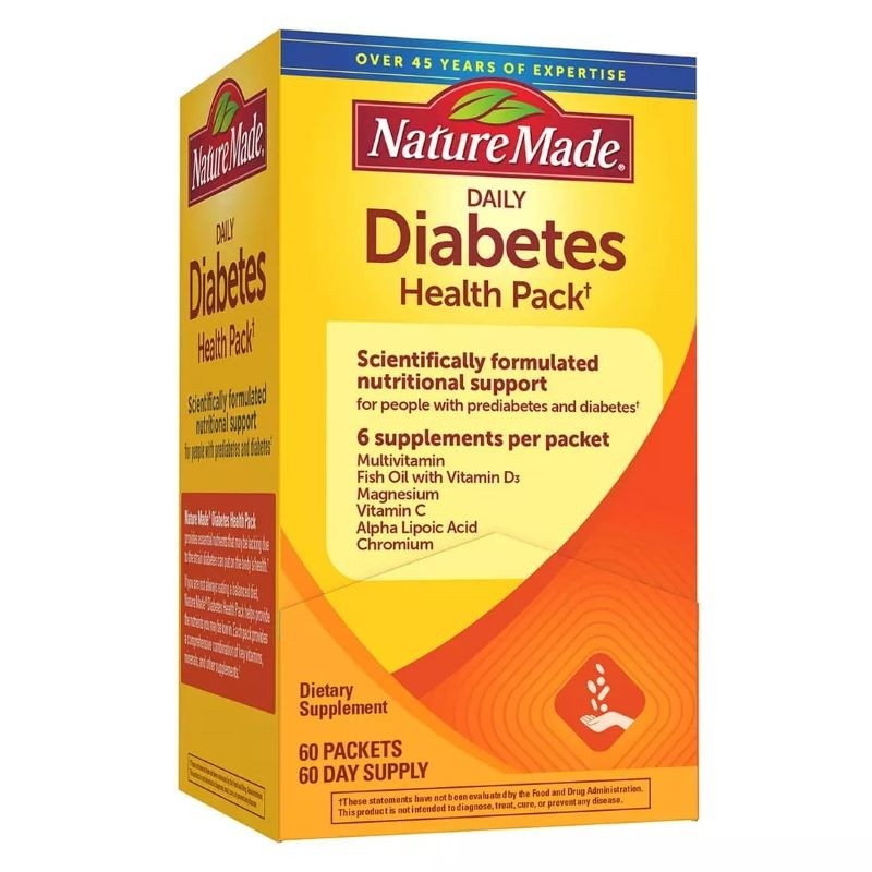 Viên uống Diabetes health pack Nature Made cho người tiểu đường hộp 60 gói