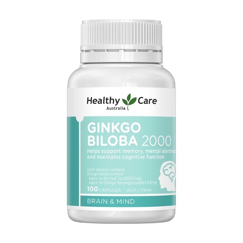 Viên uống hỗ trợ trí não Healthy Care Ginkgo Biloba 2000 mg hộp 100 viên