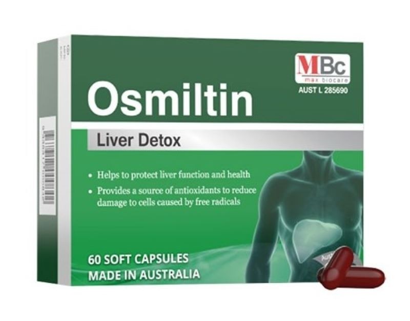 Viên uống hỗ trợ thải độc Osmiltin Liver Detox Max Biocare, hộp 60 viên