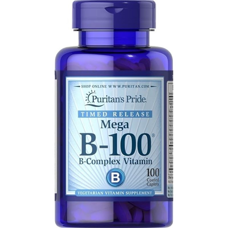Viên uống Vitamin B-100 Complex Timed Release Puritan's Pride hộp 100 viên